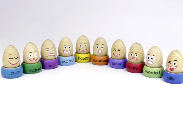 Set of 10 Wooden Emotions Eggs