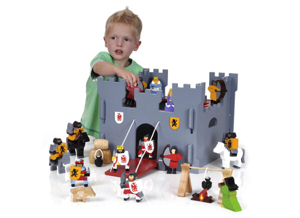Wooden Medieval Castle & Figure Set